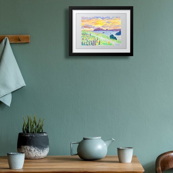 California Wall Art Beach ORIGINAL Painting Waterc - Picture 4 of 11